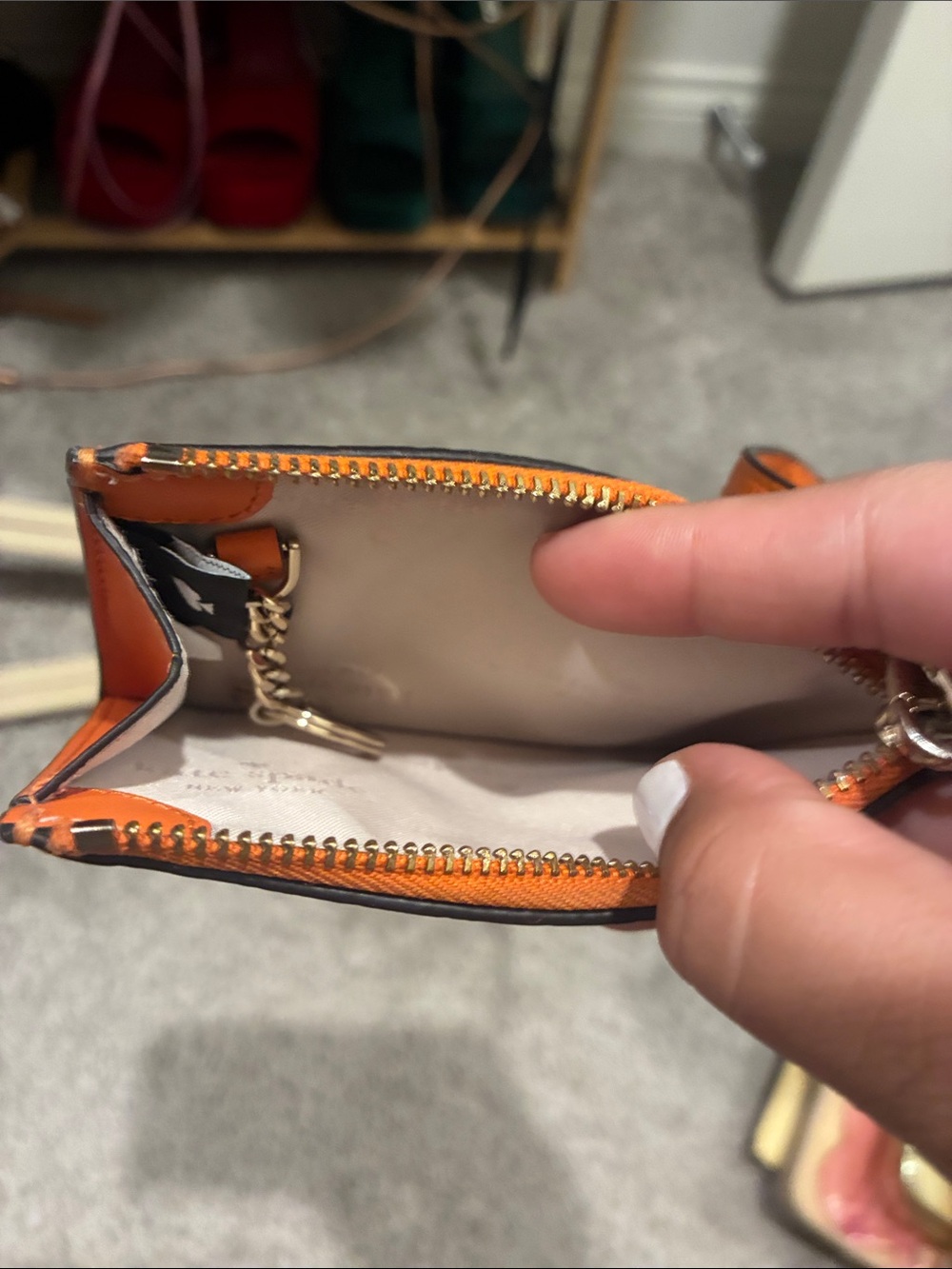 kate spade orange pebbled leather wristlet card holder - Picture 2 of 5